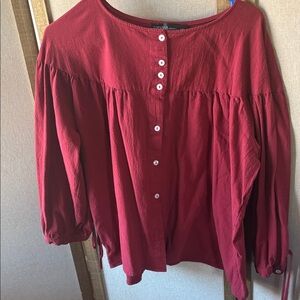Zanzea Burgundy Button-Up Blouse xxl